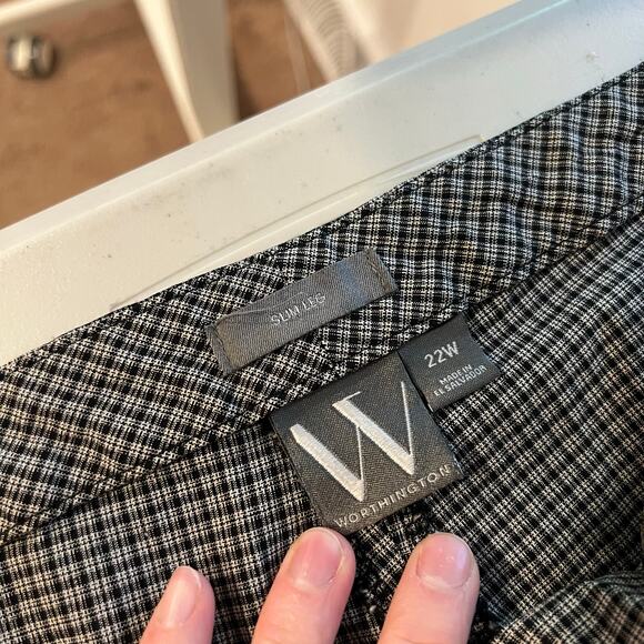 Vintage Worthington Check Plaid Print High Rise Cropped Trouser Pants Size 22W - Picture 5 of 15